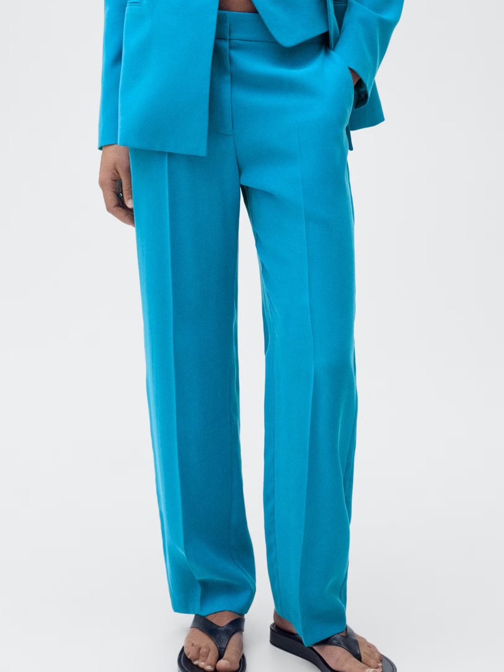 NWT Mango Bright Turquoise Wide-Leg Trousers Size 4